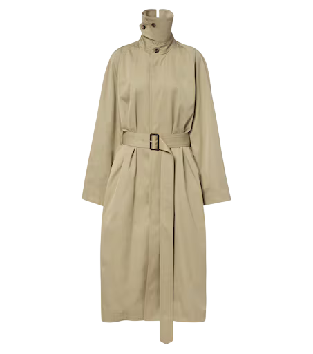 Cotton and silk twill trench coat