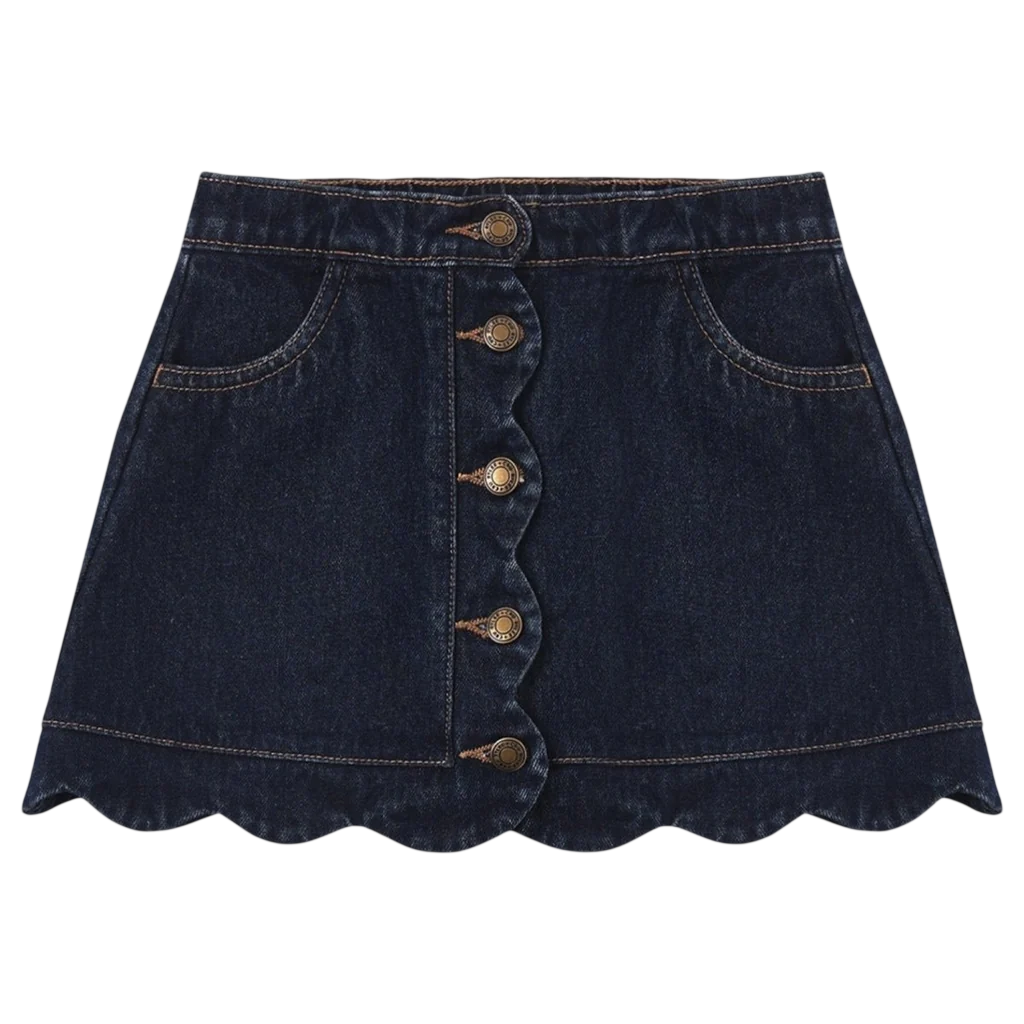DENIM SCALLOP MINI SKIRT
