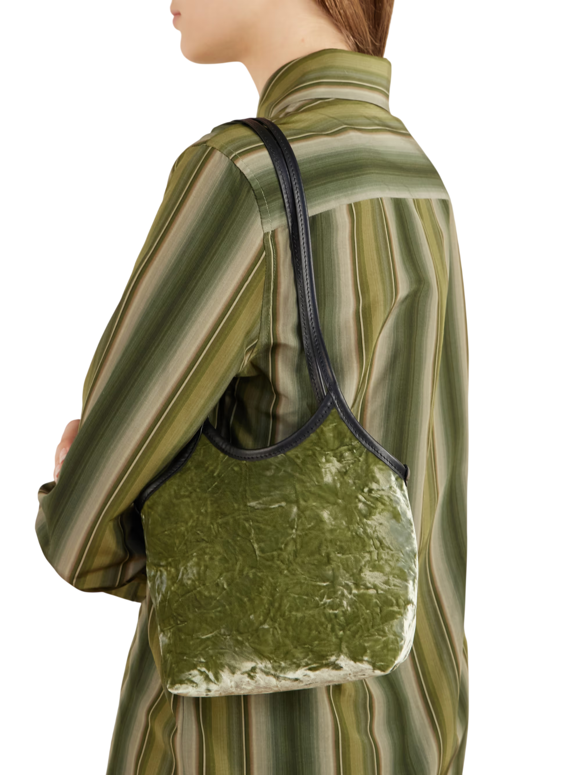 Cami crushed-velvet shoulder bag