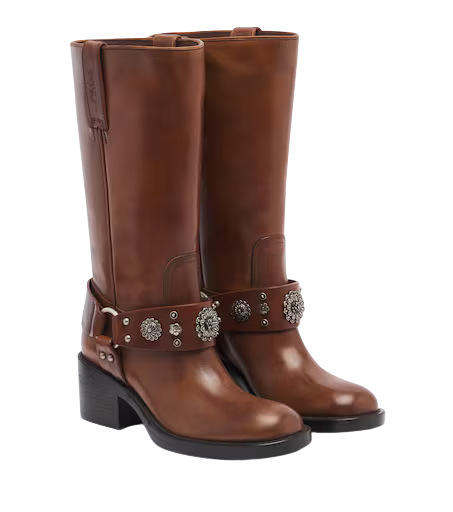 Dakota studded leather knee-high boots