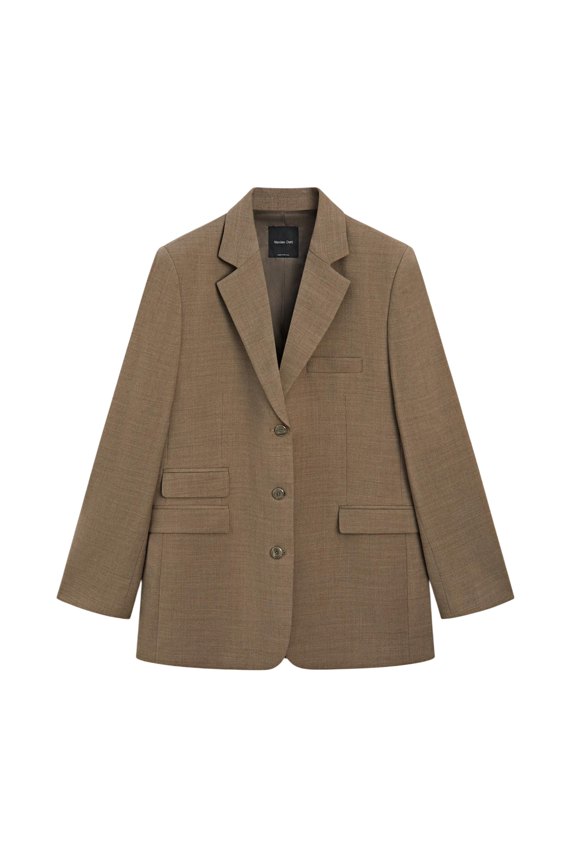 Melange 100% wool suit blazer · Camel · Blazer | Massimo Dutti