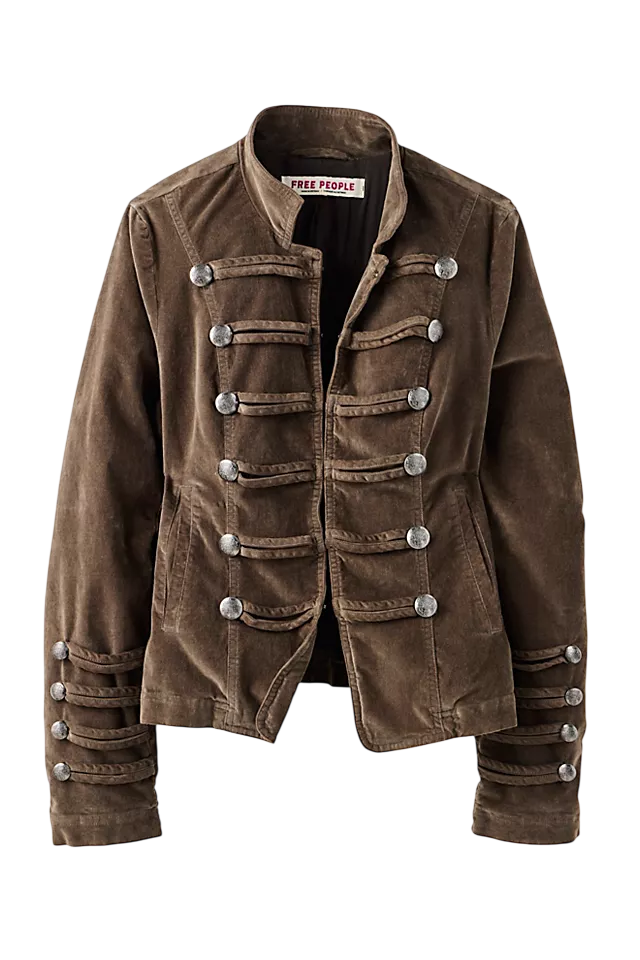 Fitted Velvet Military Jacket