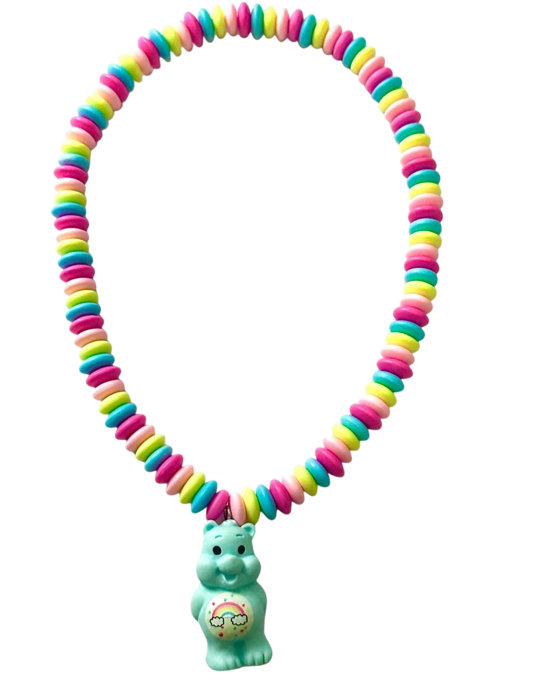 Candy Bear Necklace: Blue Rainbow