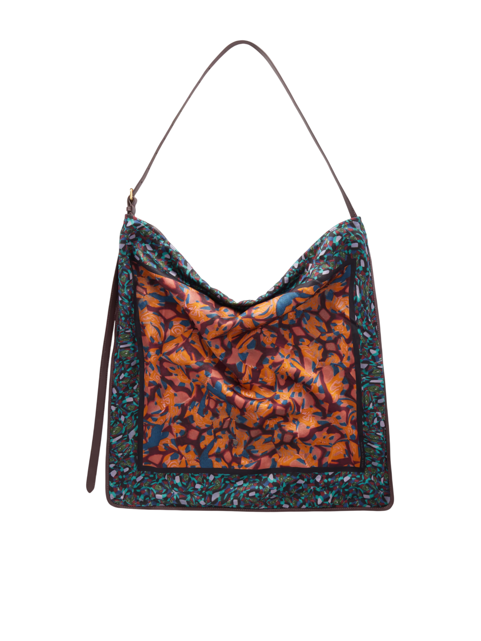 Printed satin shoulder bag