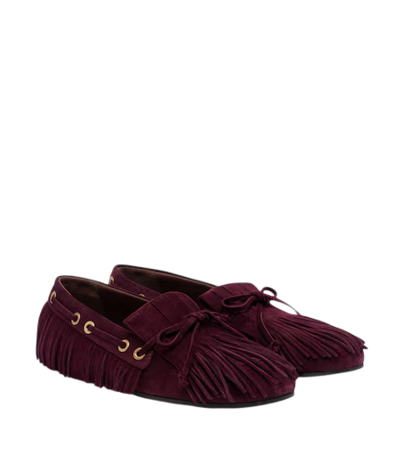 Fringed suede boat shoes