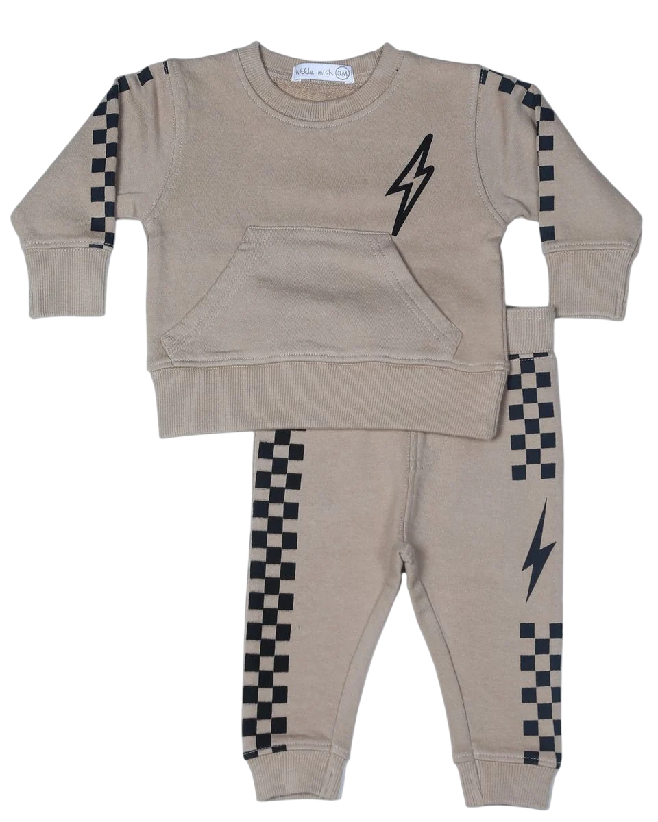CHECKERS & BOLT SWEATSHIRT AND SWEATPANTS SET (PREORDER)