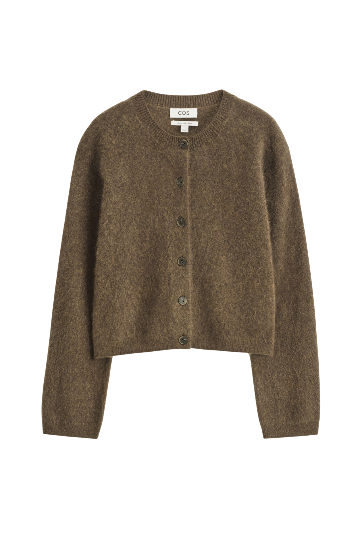 BRUSHED-CASHMERE CREW-NECK CARDIGAN