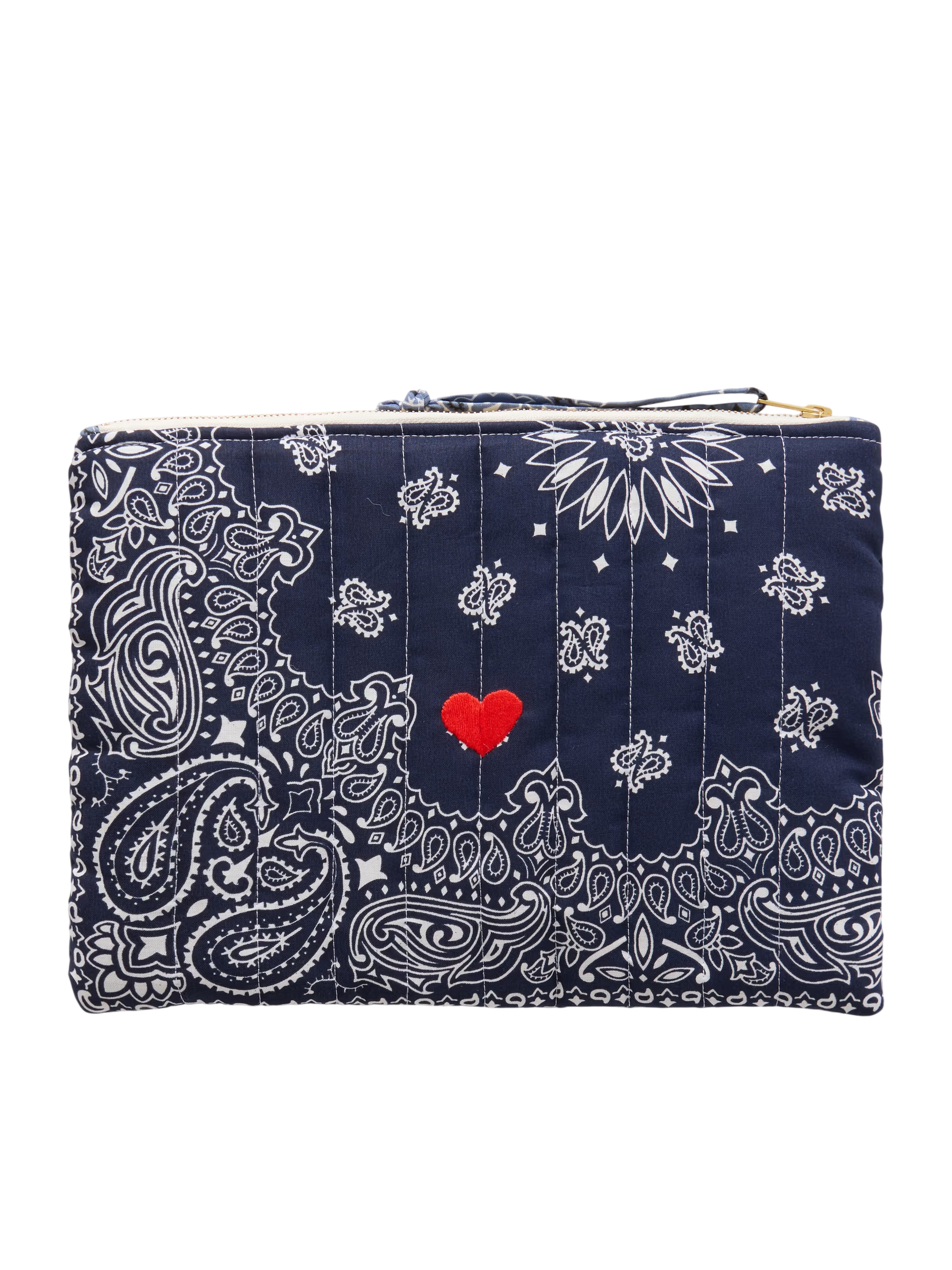 Coeur Vanity embroidered bandana-print cotton pouch