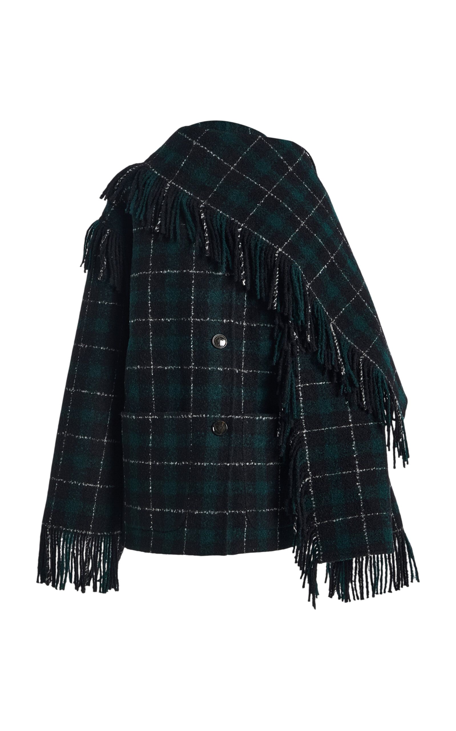 Fringed Scarf Wool-Blend Jacket