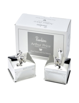 Giraffe First Hair and First Tooth silver-plated box set of two