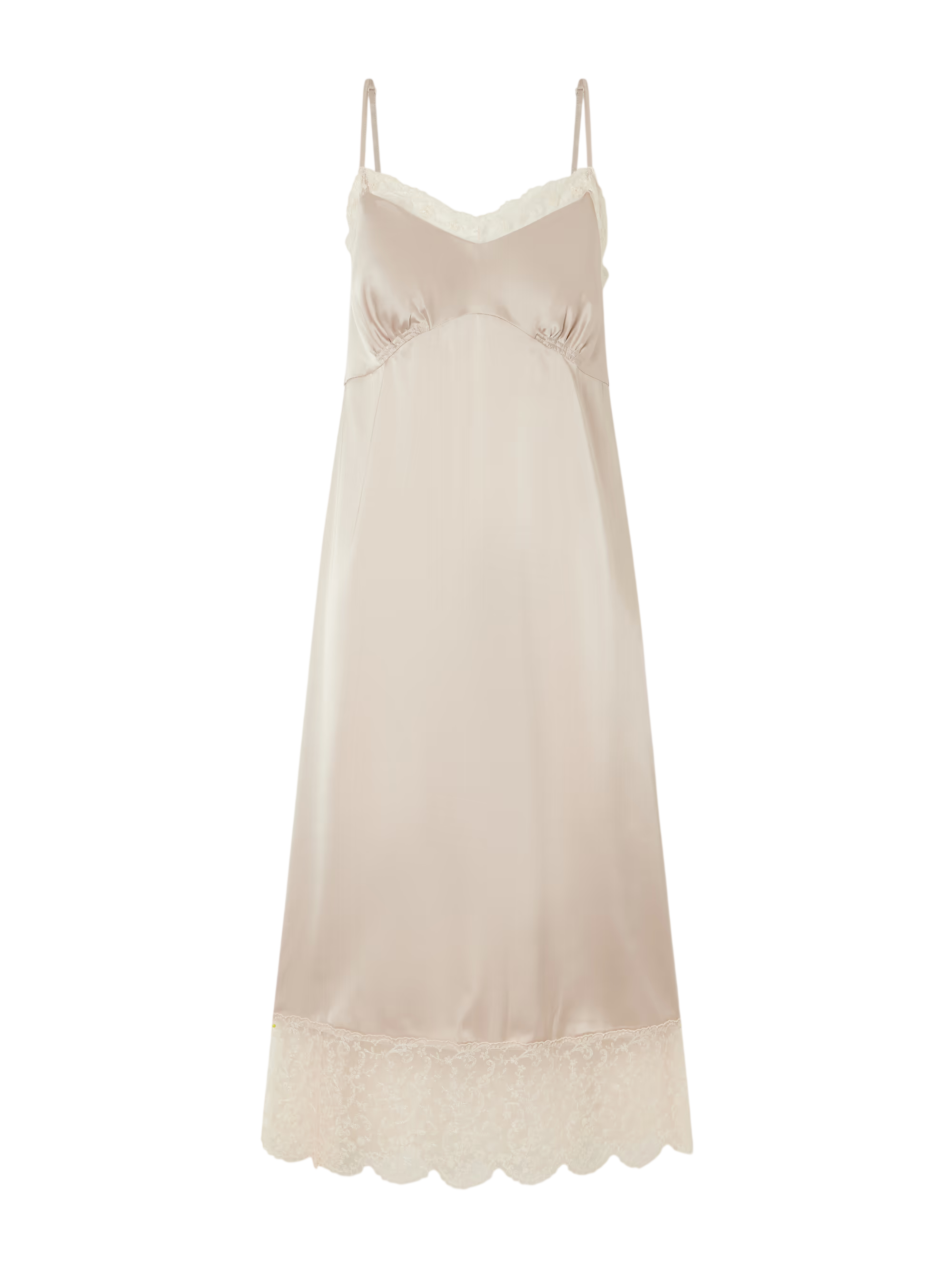 Lace-trimed satin midi dress
