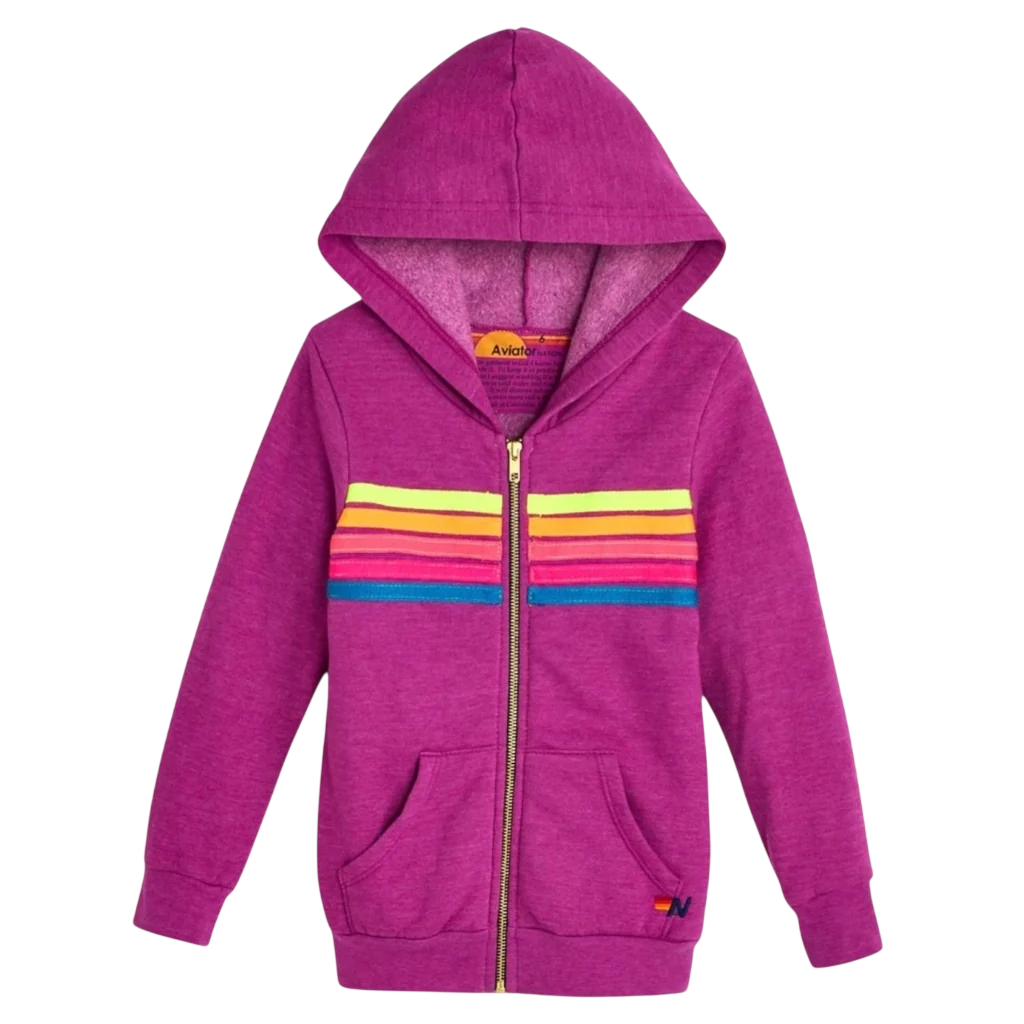 5 STRIPE MAGENTA/YELLOW/BLUE ZIP UP HOODIE
