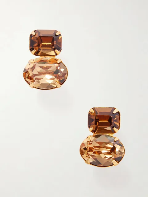 Maureen gold-tone crystal earrings - bronze - One Size