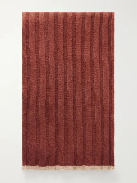 Ribbed Cashmere Scarf - brown - One Size