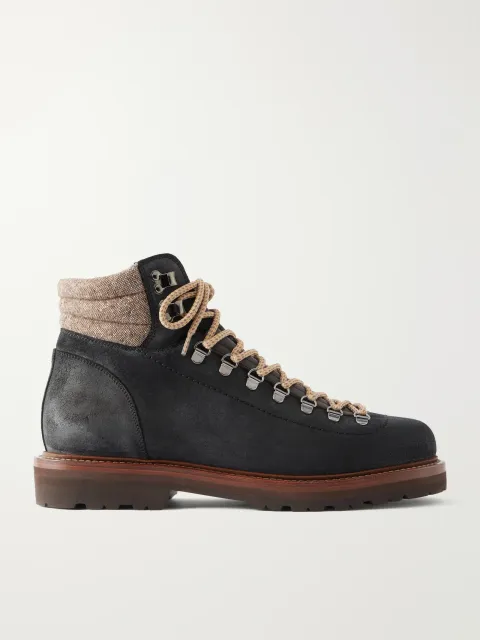 Waxed-Suede Hiking Boots
