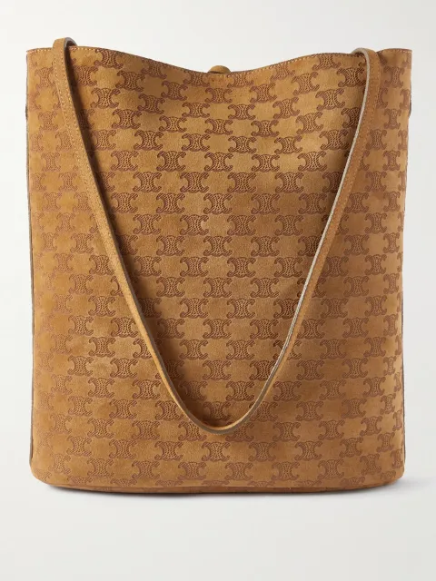 Logo-Debossed Suede Bucket Bag - brown - One Size