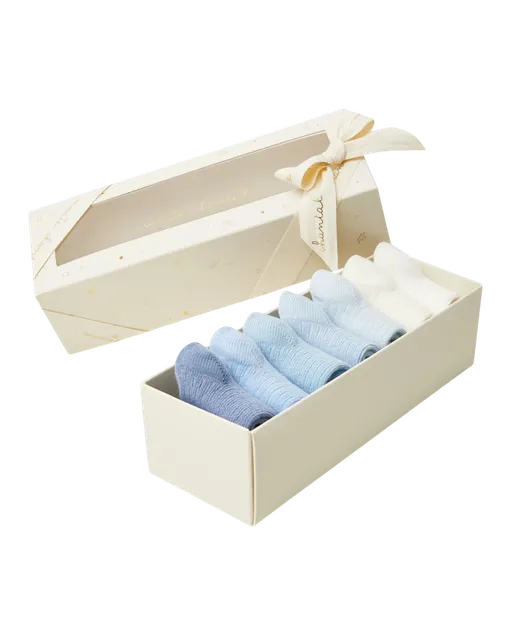 Bijou Set Of 7 Socks - Blue