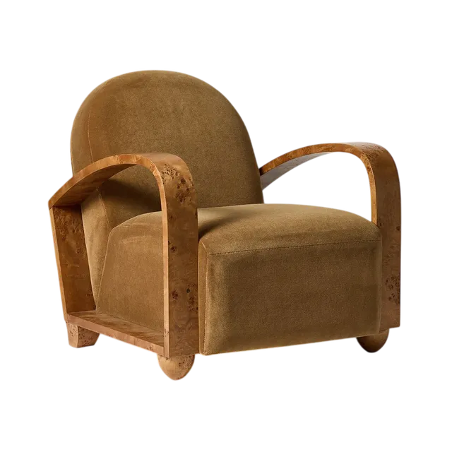 Pierce & Ward Arched Burl Arm Chair