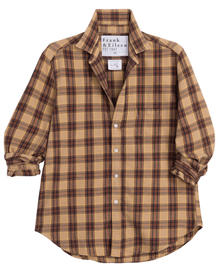 EILEEN Gold and Brown with Black Plaid, Italian Flannel