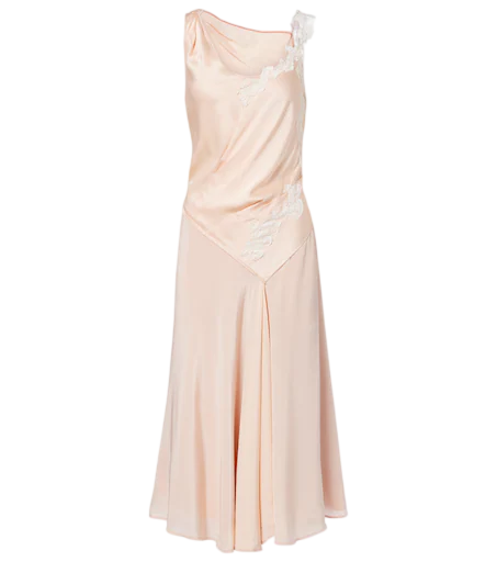 Lace-trimmed crêpe satin midi dress