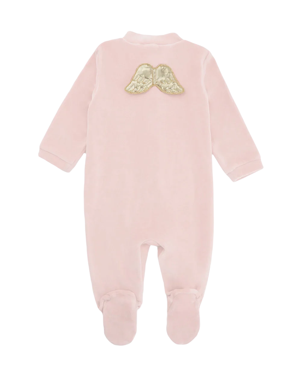 Velour Angel Wing™ Sleepsuit - Gold & Dusty Pink